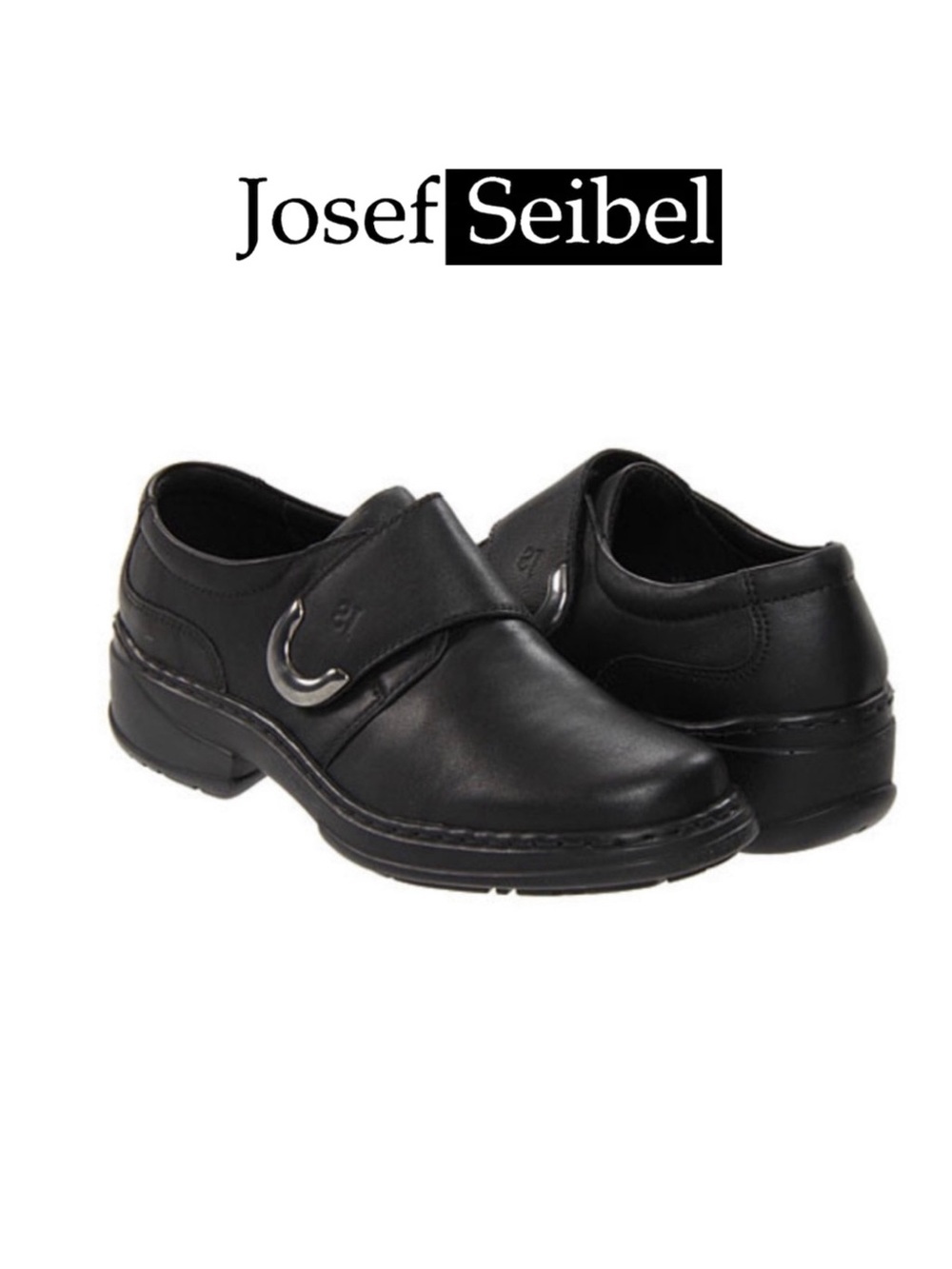 Josef Seibel Theresa Black Leather Velcro Shoes US 9 EU 39 shock absorb nursing - Picture 2 of 9